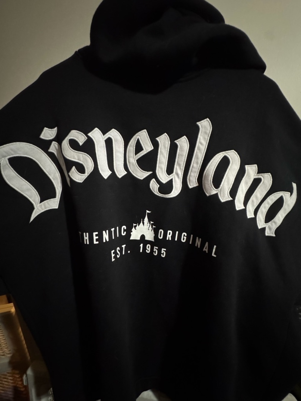 Disney Black Jersey zip up with White 'Disneyland' Embroidery